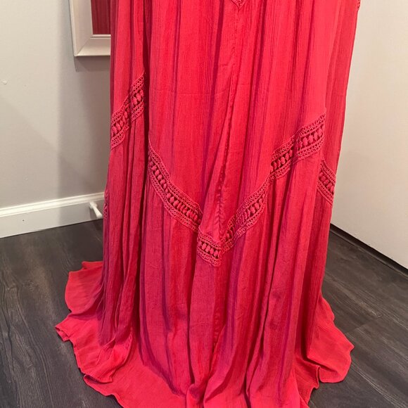 Max Studio Red Lace Trim Sleeveless Maxi Dress, Size Large - Picture 5 of 16